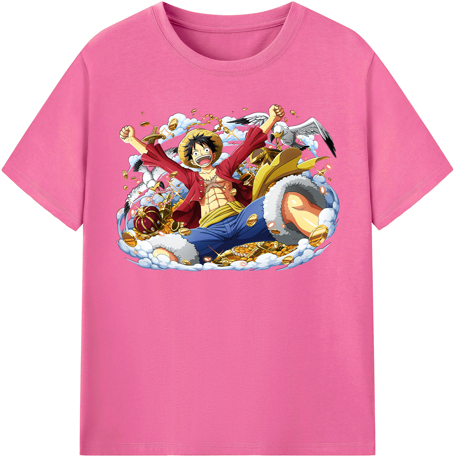 ワンピース モンキー・D・ルフィ ONE PIECE Monkey D. Luffy レディースカジュアルプリントTシャツ（綿100％）